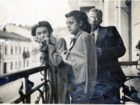 Stefania Kondycka z mężem i siostrą Marią na balkonie mieszkania na ul Łyczakowskiej